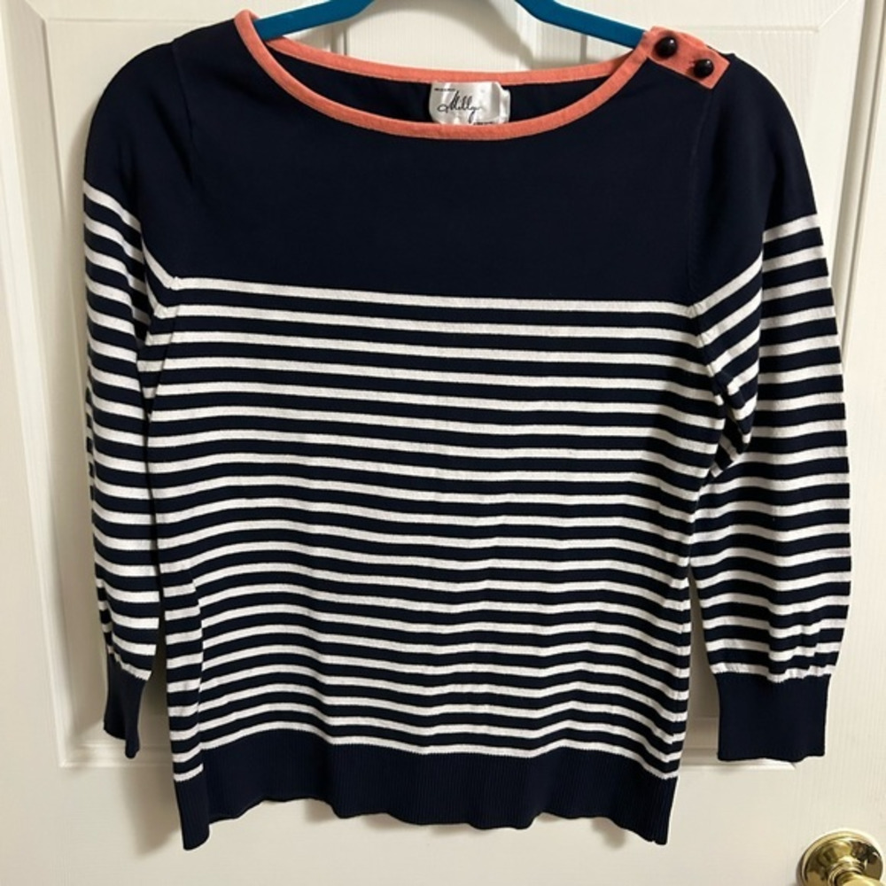 An Original Milly New York‎ Women's Navy White Striped Sweater Top Size M